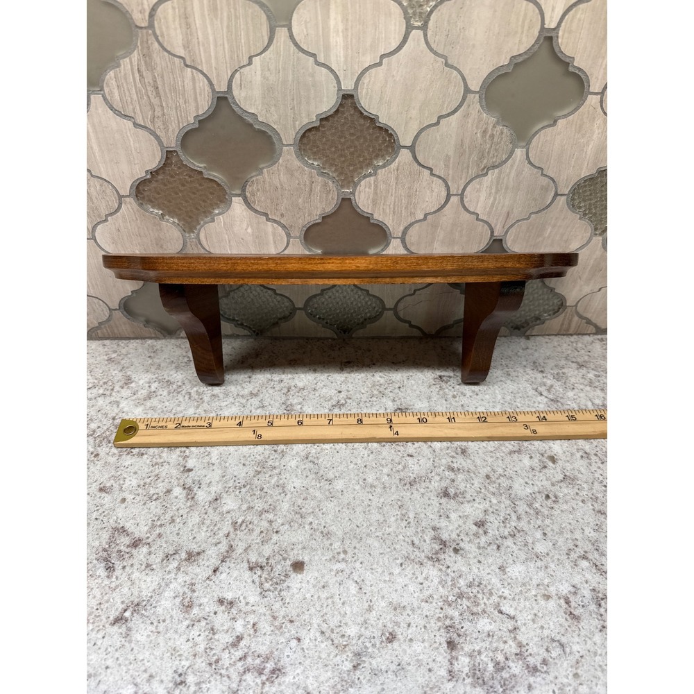 Vintage Brown Wood Wall Floating Shelf with Plate Groove 15.5 Inch